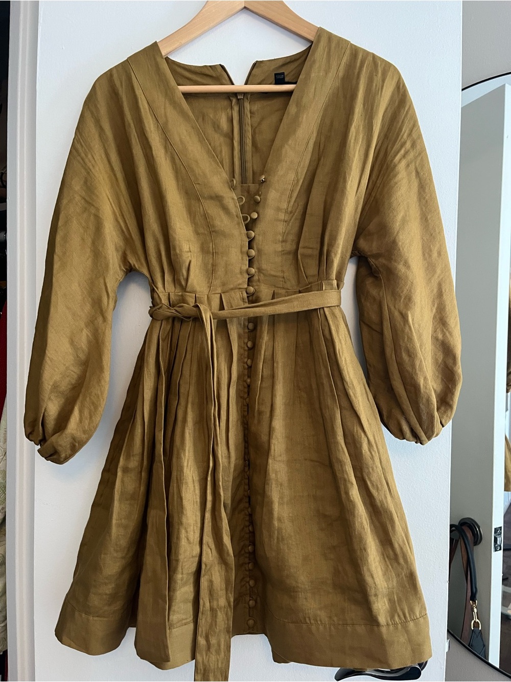 Banana Republic Olive-Mustard Linen Buttoned Dress